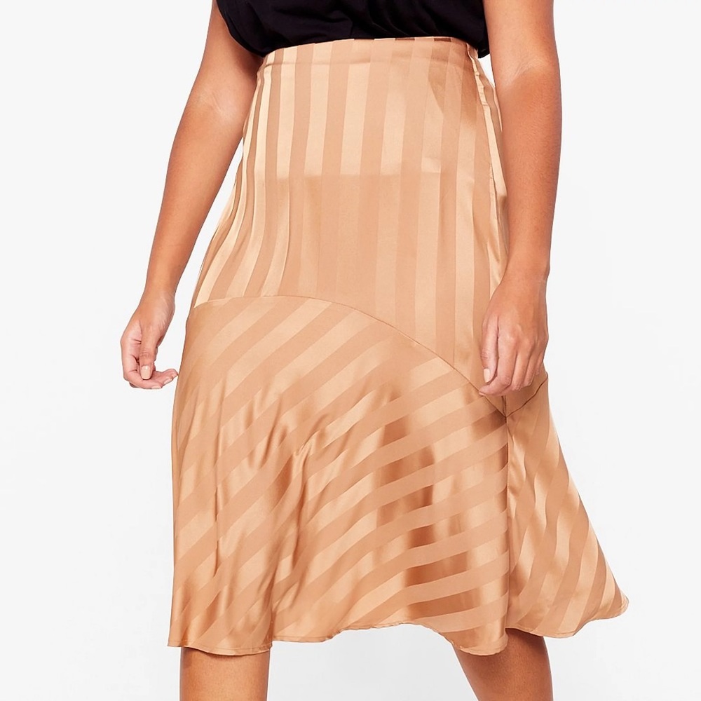 NWT Nasty Gal Satin Stripe Midi Skirt